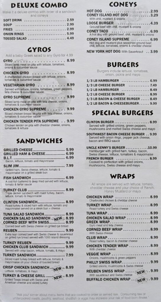 Clinton Coney Island Menu 1